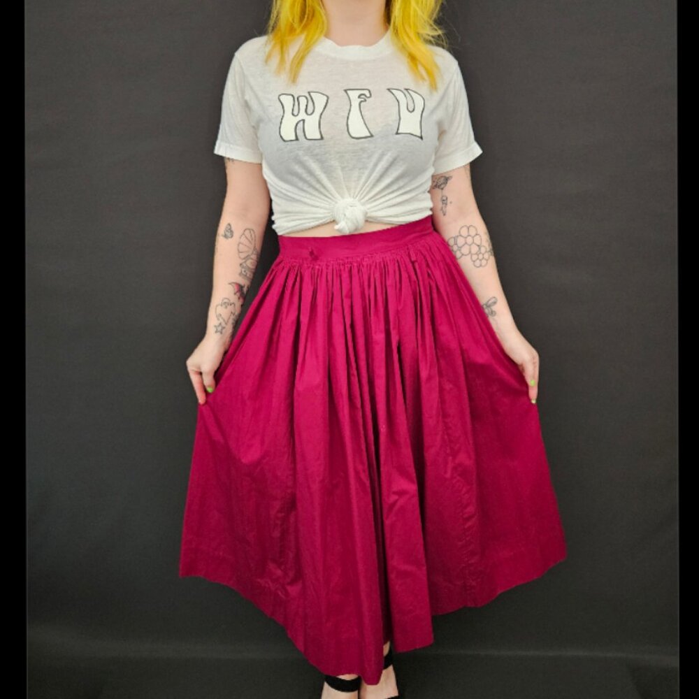 50s Wine Color Pleated Skirt